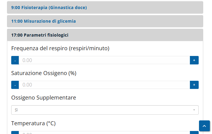 La registrazione dei parametri fisiologici previsti dal piano