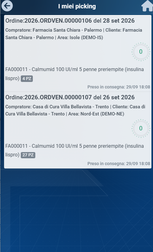 Gli ordini pronti per la consegna